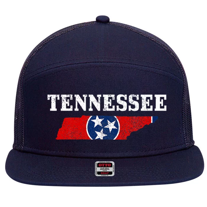 Tennessee Flag State Map Pride Vintage Nashville Tn 7 Panel Mesh Trucker Snapback Hat