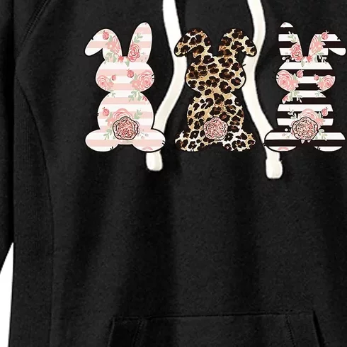 Three Floral Stylish Bunnies Women's Fleece Hoodie