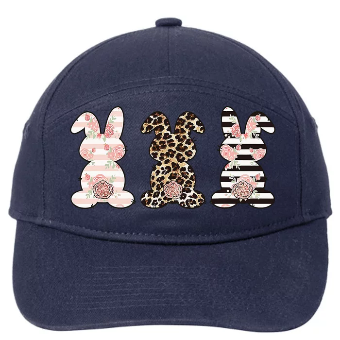 Three Floral Stylish Bunnies 7-Panel Snapback Hat