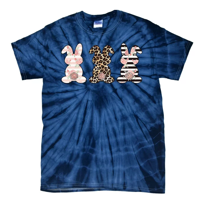 Three Floral Stylish Bunnies Tie-Dye T-Shirt