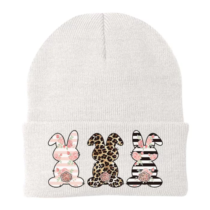 Three Floral Stylish Bunnies Knit Cap Winter Beanie