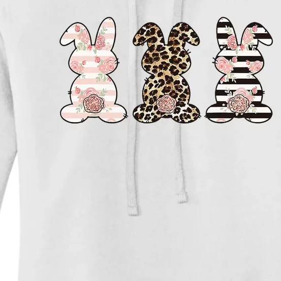 Three Floral Stylish Bunnies Women's Pullover Hoodie