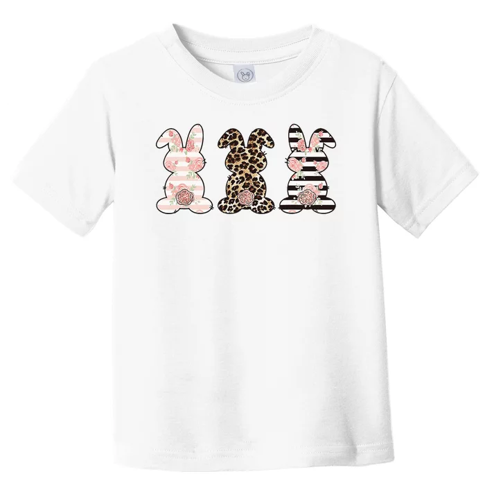 Three Floral Stylish Bunnies Toddler T-Shirt