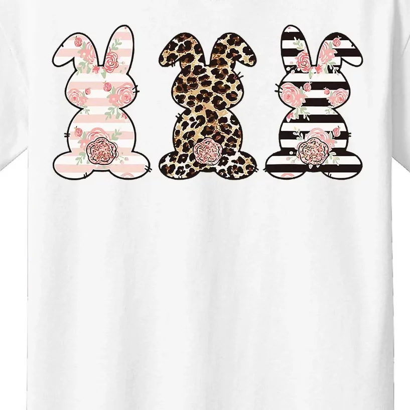 Three Floral Stylish Bunnies Kids T-Shirt