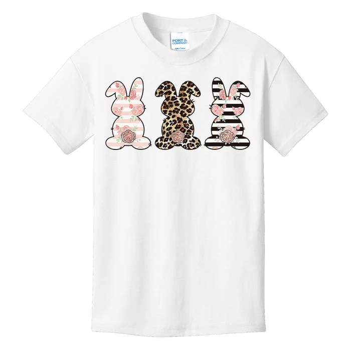 Three Floral Stylish Bunnies Kids T-Shirt