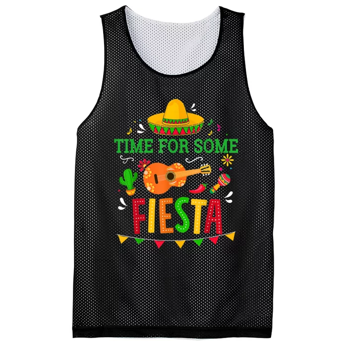 Time For Some Fiesta For Mexican Cinco De Mayo Costume Party Mesh Reversible Basketball Jersey Tank