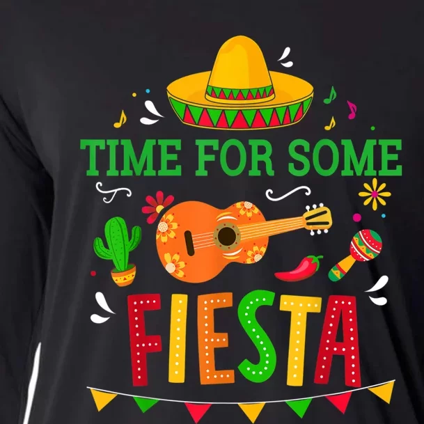 Time For Some Fiesta For Mexican Cinco De Mayo Costume Party Cooling Performance Long Sleeve Crew