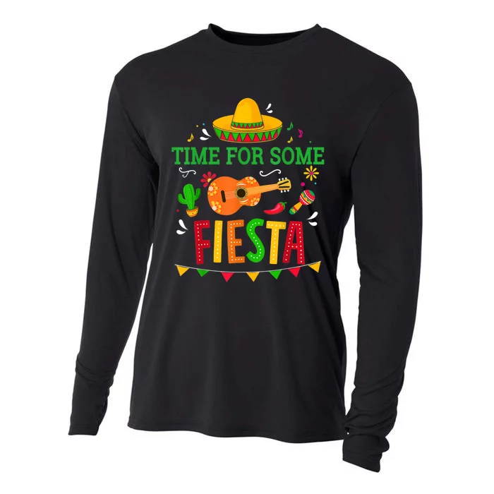 Time For Some Fiesta For Mexican Cinco De Mayo Costume Party Cooling Performance Long Sleeve Crew