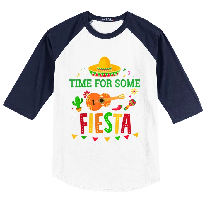 Time For Some Fiesta For Mexican Cinco De Mayo Costume Party Baseball Sleeve Shirt