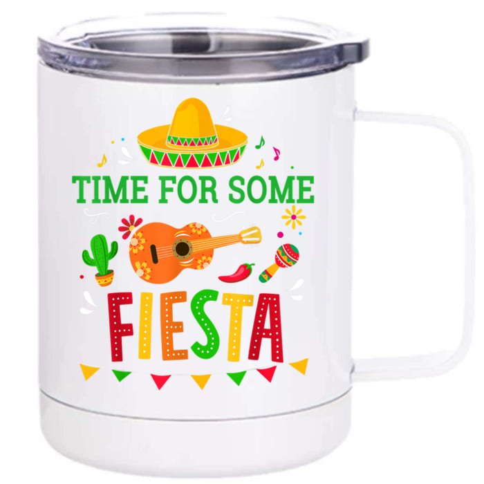 Time For Some Fiesta For Mexican Cinco De Mayo Costume Party Front & Back 12oz Stainless Steel Tumbler Cup