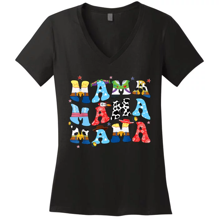 Toy Funny Story Mama Boy Mom MotherS Day Women's V-Neck T-Shirt