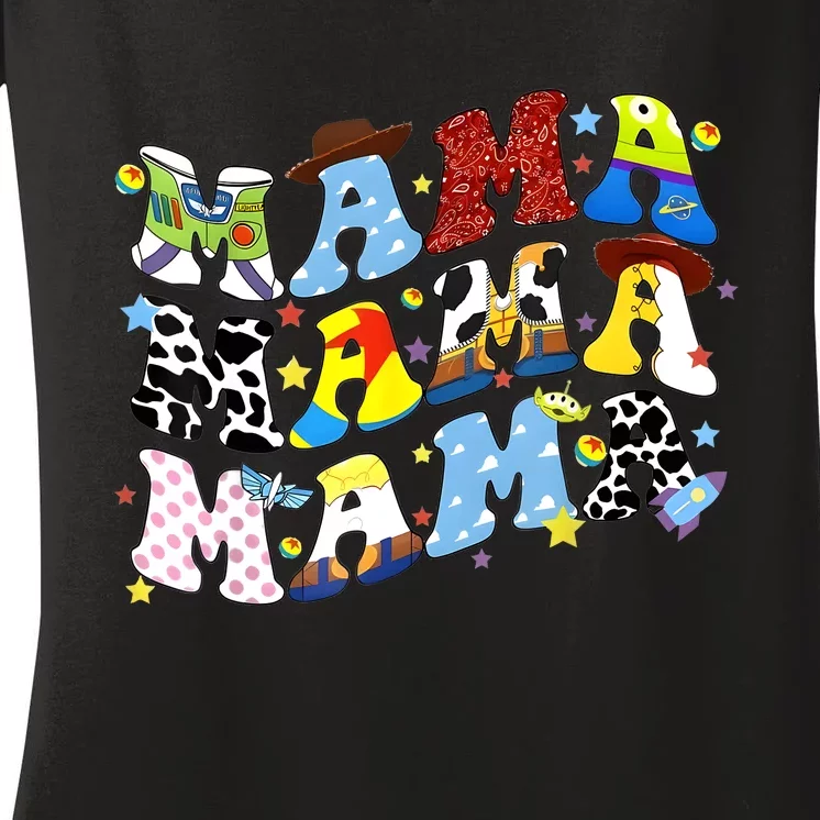 Toy Funny Story Mama Boy Mom MotherS Day Women's V-Neck T-Shirt