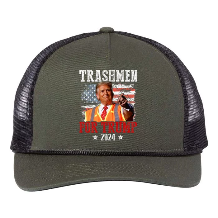 Trashmen For Trump 2024 Funny Election Garbageman Garbage Retro Rope Trucker Hat Cap