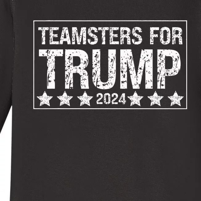 Teamsters For Trump 2024 Baby Long Sleeve Bodysuit