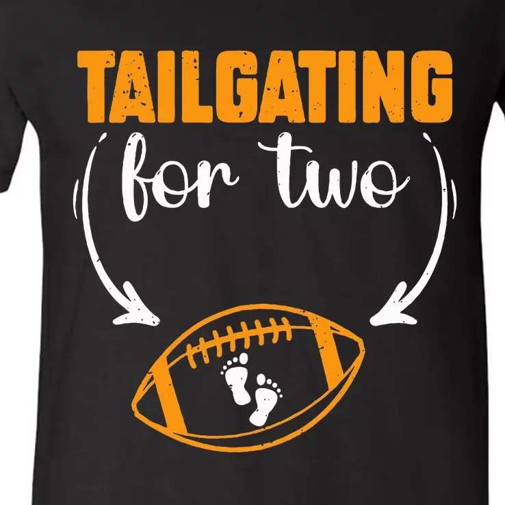 Tailgating For Two Football Thanksgiving Pregnancy Reveal V-Neck T-Shirt