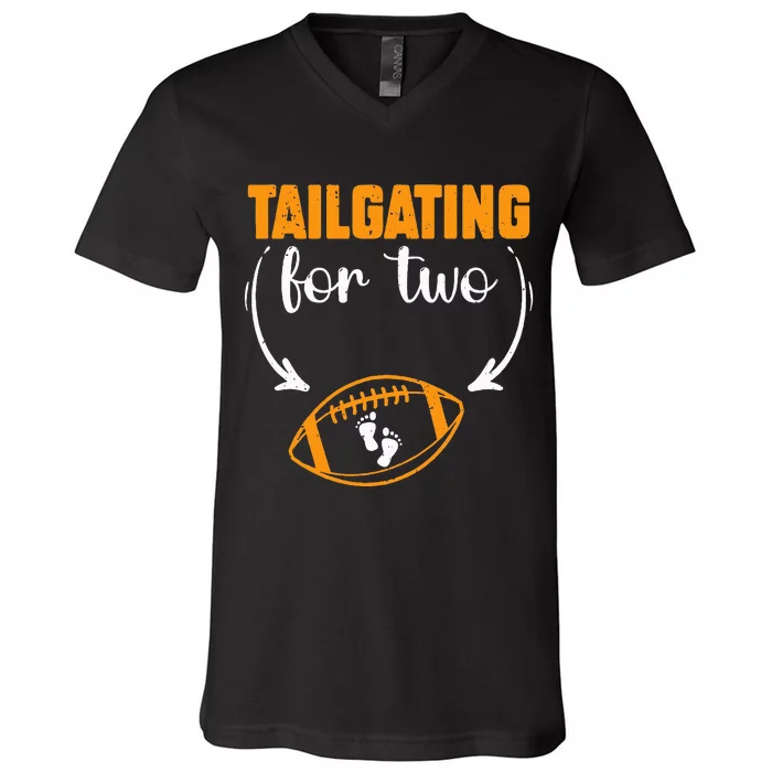 Tailgating For Two Football Thanksgiving Pregnancy Reveal V-Neck T-Shirt