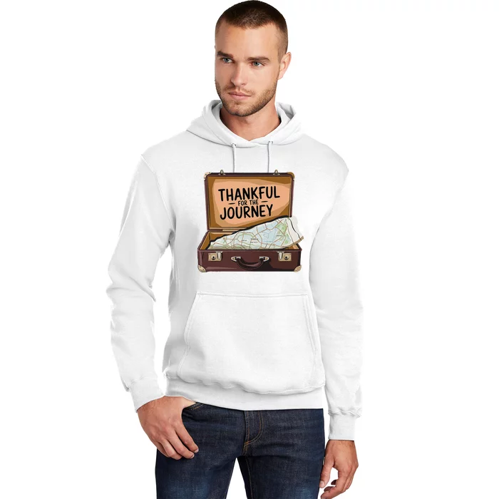 Thankful For The Journey Adventure Travel Map Thanksgiving Hoodie