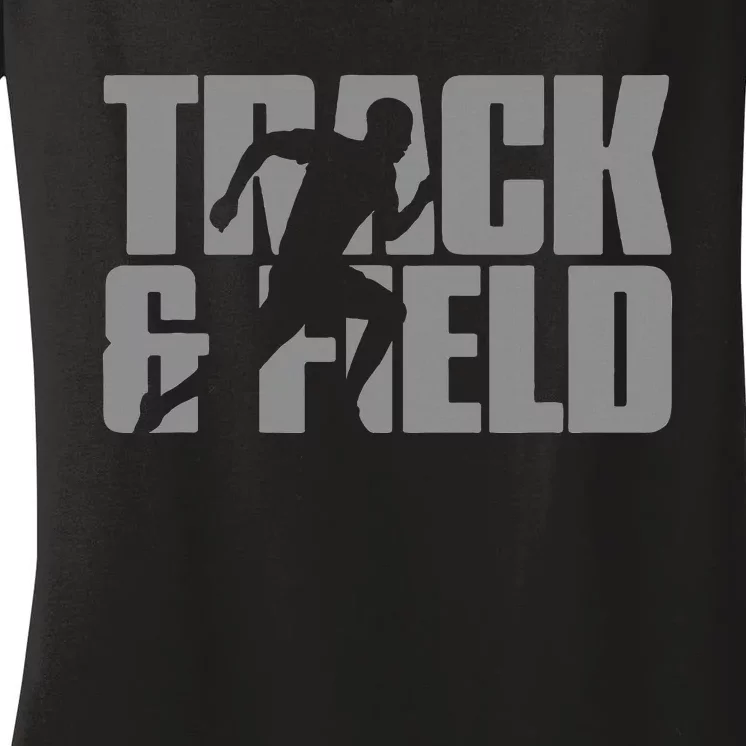 Track & Field Themed Design Graphic Track & Field Women's V-Neck T-Shirt