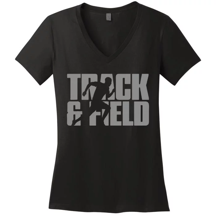 Track & Field Themed Design Graphic Track & Field Women's V-Neck T-Shirt