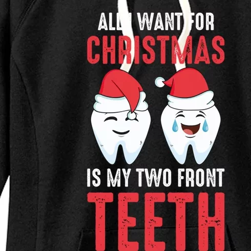 Two Front Teeth 2 Teeth Tooth Christmas My Two Front Teeth Gift Women's Fleece Hoodie