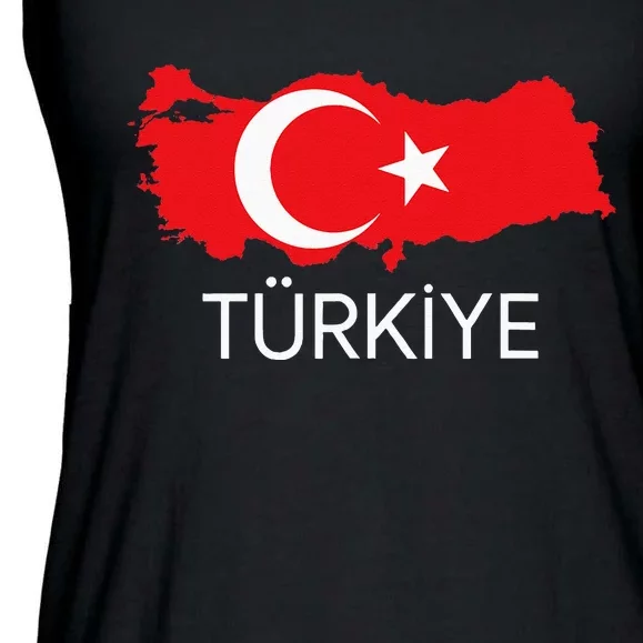 Turkey Flag Turkish Flag Turkey Map Harita Türkiye Ladies Essential Flowy Tank