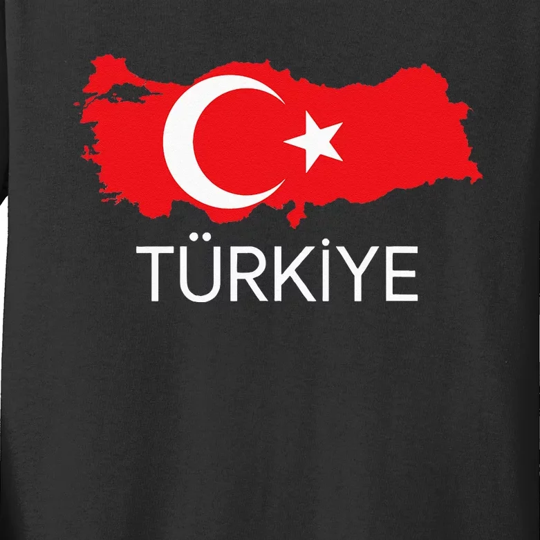 Turkey Flag Turkish Flag Turkey Map Harita Türkiye Kids Long Sleeve Shirt