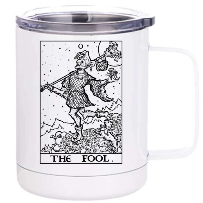 The Fool Tarot Card Halloween Gothic Clothing Court Jester Cute Gift Front & Back 12oz Stainless Steel Tumbler Cup