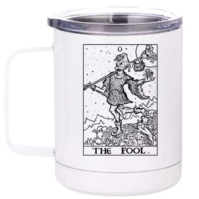 The Fool Tarot Card Halloween Gothic Clothing Court Jester Cute Gift Front & Back 12oz Stainless Steel Tumbler Cup