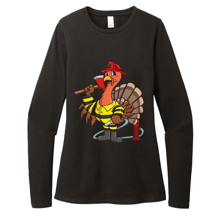 Thanksgiving Firefighter Turkey  Proud Fireman Gift Womens CVC Long Sleeve Shirt