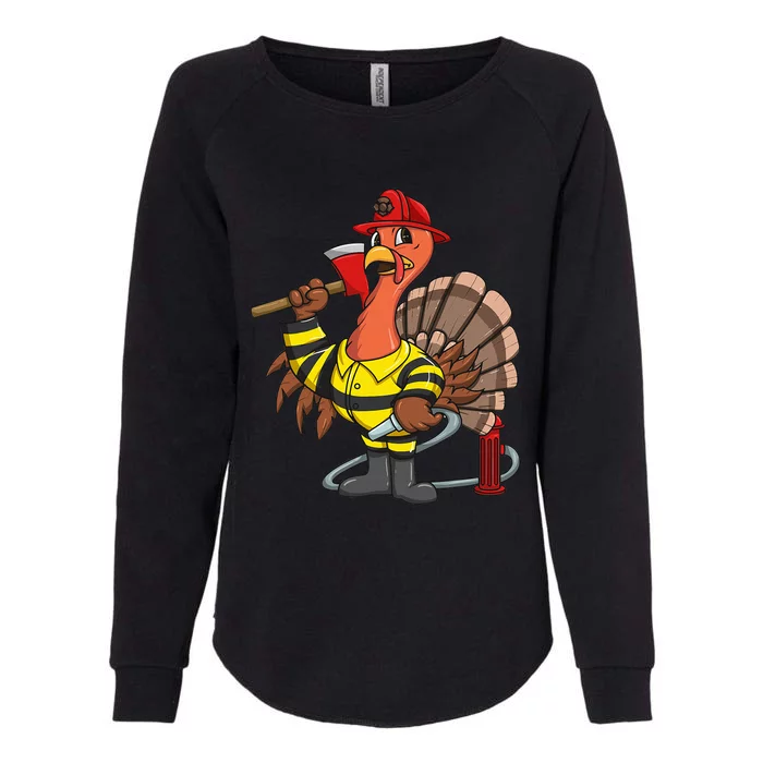 Thanksgiving Firefighter Turkey  Proud Fireman Gift Womens California Wash Sweatshirt