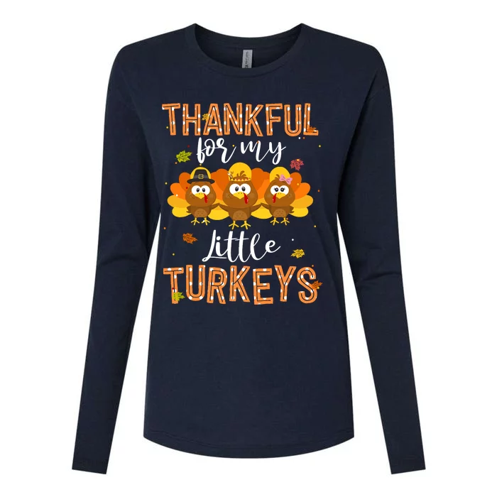 Teachers Fall Thanksgiving Thankful For My Little Turkeys Womens Cotton Relaxed Long Sleeve T-Shirt