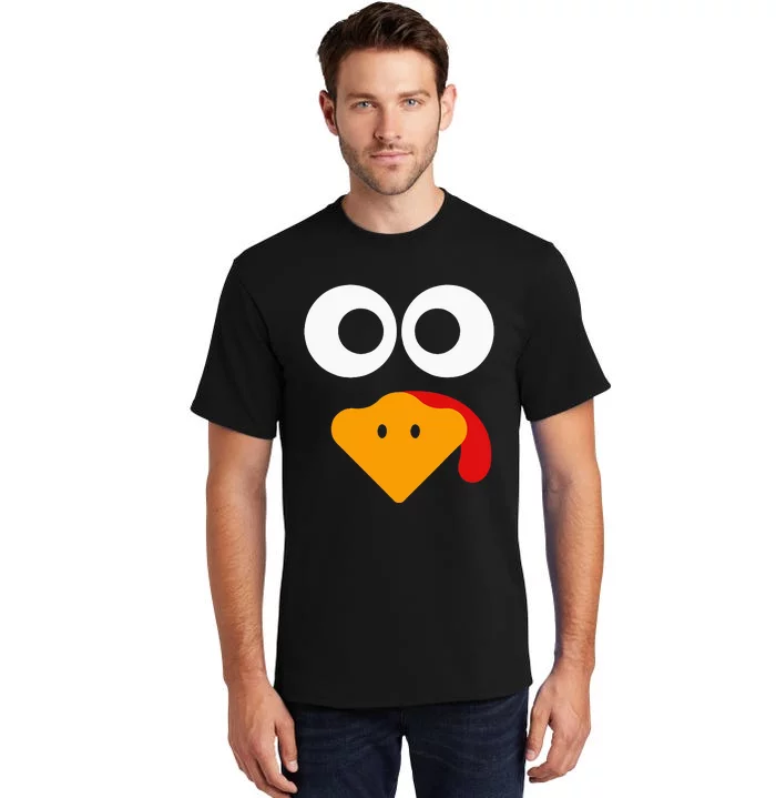 Turkey Face Thanksgiving Tall T-Shirt