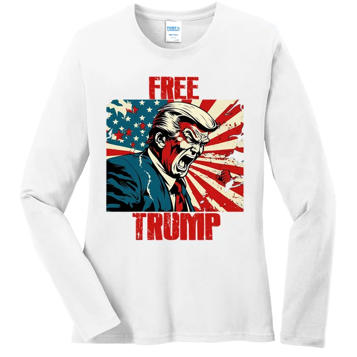 TRUMP Free Trump Take Our Nation Back Jail Tuesday Ladies Long Sleeve Shirt