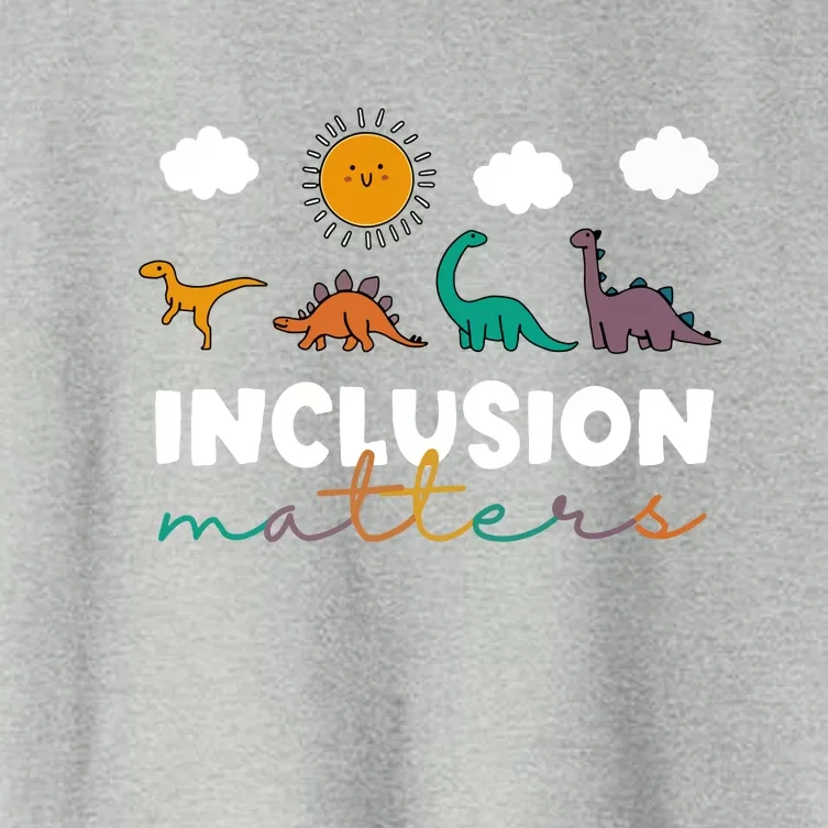 Teacher Funny TRex Dinosaur Inclusion Matters Special Education Gift Women's Crop Top Tee