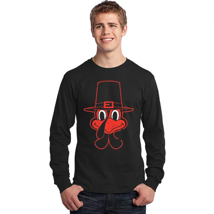 Turkey Face Thanksgiving Fall Pattern Funny Novelty Gifts Tall Long Sleeve T-Shirt