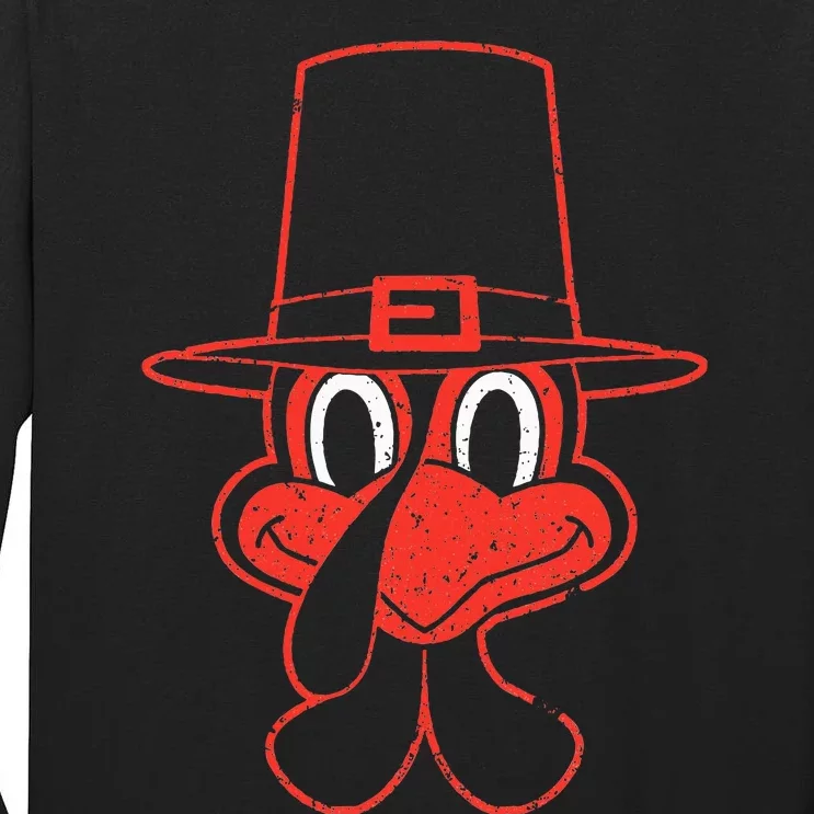 Turkey Face Thanksgiving Fall Pattern Funny Novelty Gifts Tall Long Sleeve T-Shirt