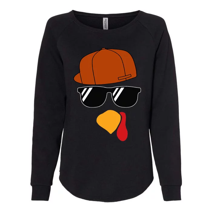 Turkey Face Thanksgiving Trucker Hat Glasses Womens California Wash Sweatshirt