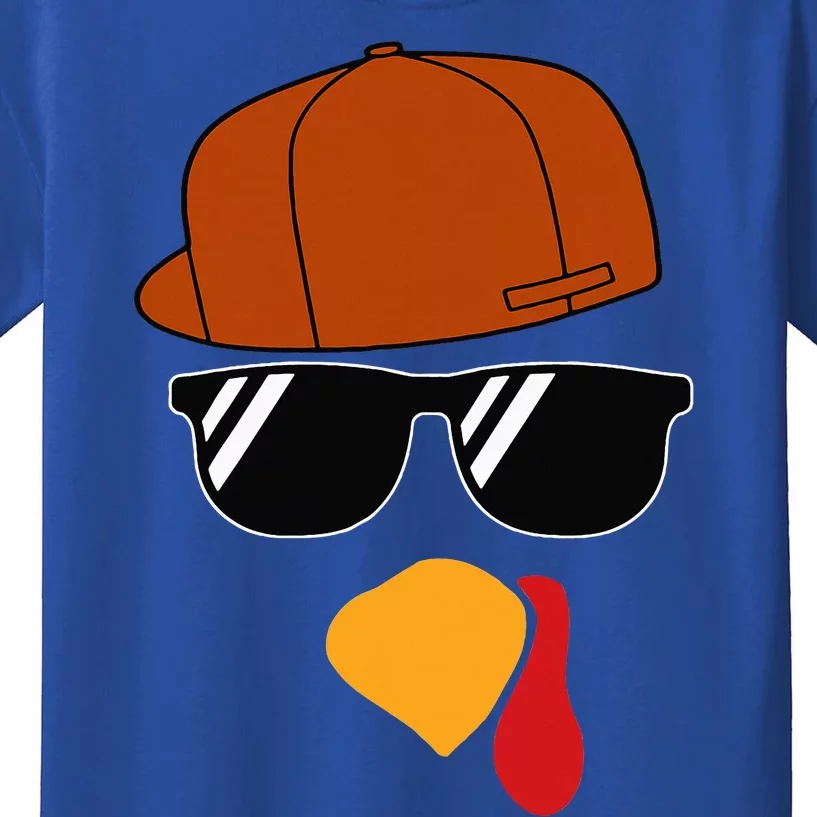 Turkey Face Thanksgiving Trucker Hat Glasses Kids T-Shirt