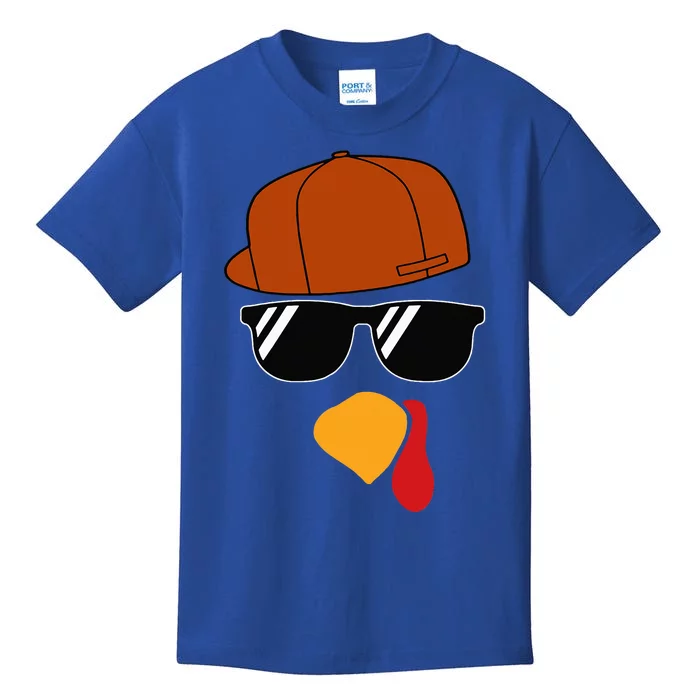 Turkey Face Thanksgiving Trucker Hat Glasses Kids T-Shirt