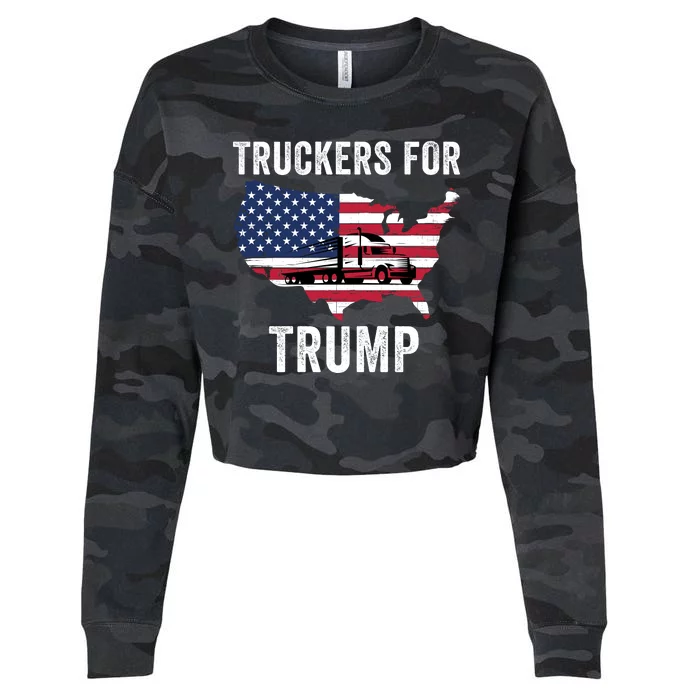 Truckers For Trump 2024 Maga Trump Lovers Election 2024 I Stand With Trump Cropped Pullover Crew