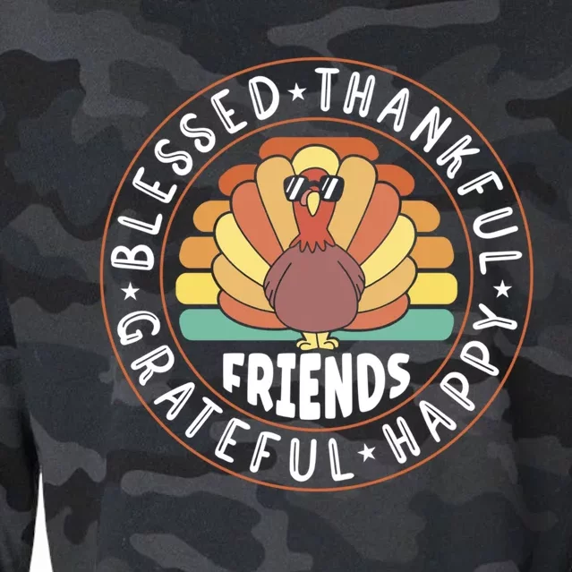 Thankful Friends Thanksgiving Friendsgiving Gift Cropped Pullover Crew