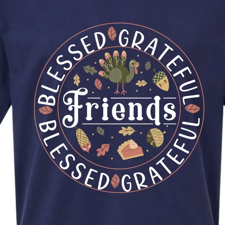 Thankful Friends Thanksgiving Friendsgiving Gift Sueded Cloud Jersey T-Shirt