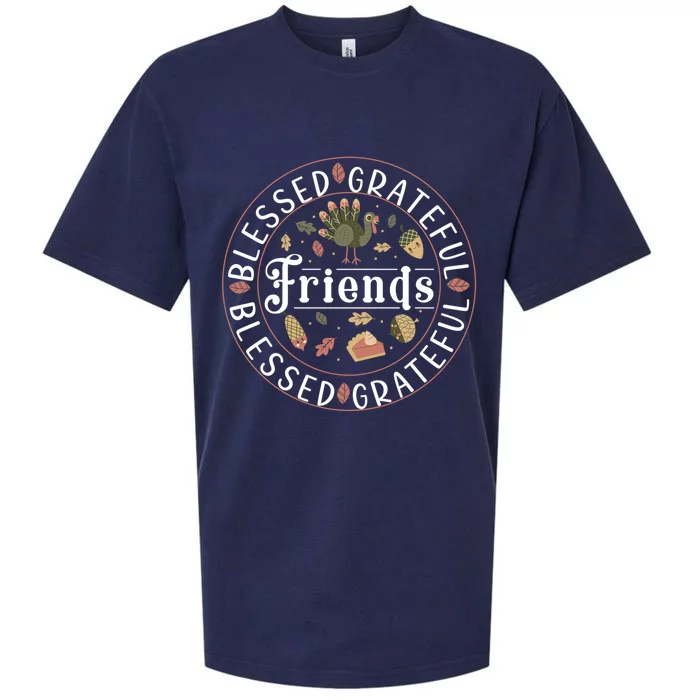 Thankful Friends Thanksgiving Friendsgiving Gift Sueded Cloud Jersey T-Shirt