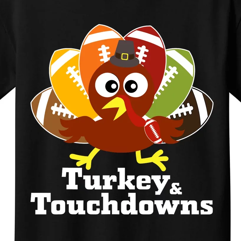 Thanksgiving Football Turkey And Touchdowns Kids T-Shirt