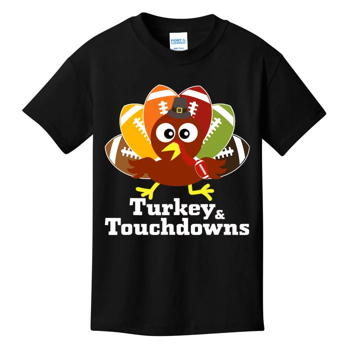 Thanksgiving Football Turkey And Touchdowns Kids T-Shirt