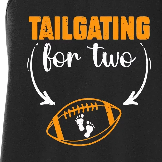 Tailgating For Two Football Thanksgiving Pregnancy Reveal Women's Racerback Tank