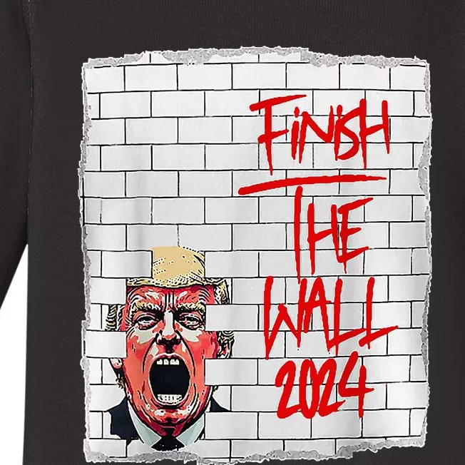 Trump Finish The Wall 2024 Baby Long Sleeve Bodysuit