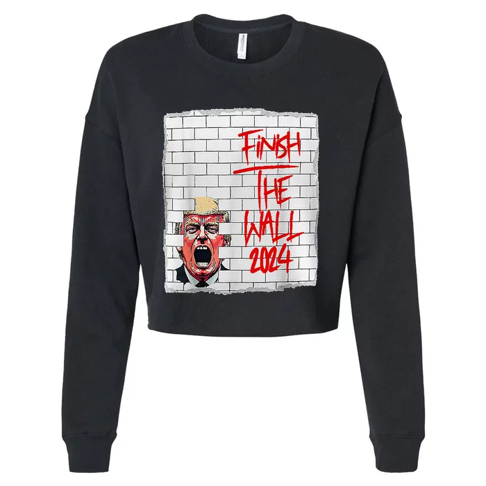 Trump Finish The Wall 2024 Cropped Pullover Crew