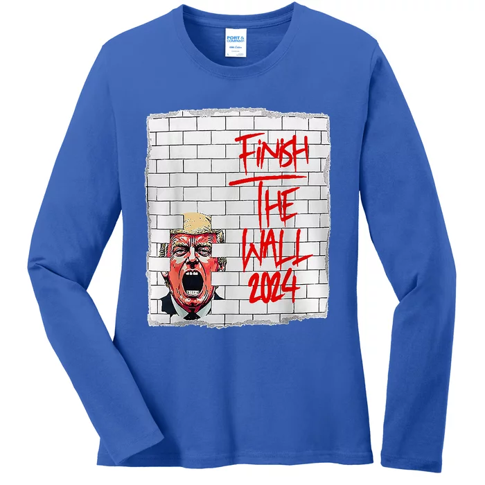 Trump Finish The Wall 2024 Ladies Long Sleeve Shirt