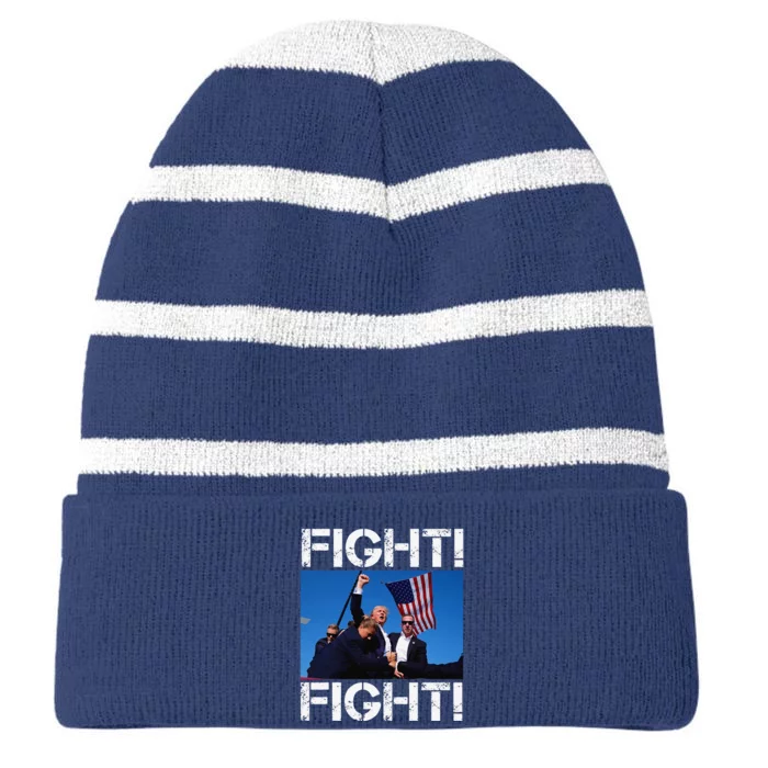 Trump Fight Trump Fighting Striped Beanie with Solid Band